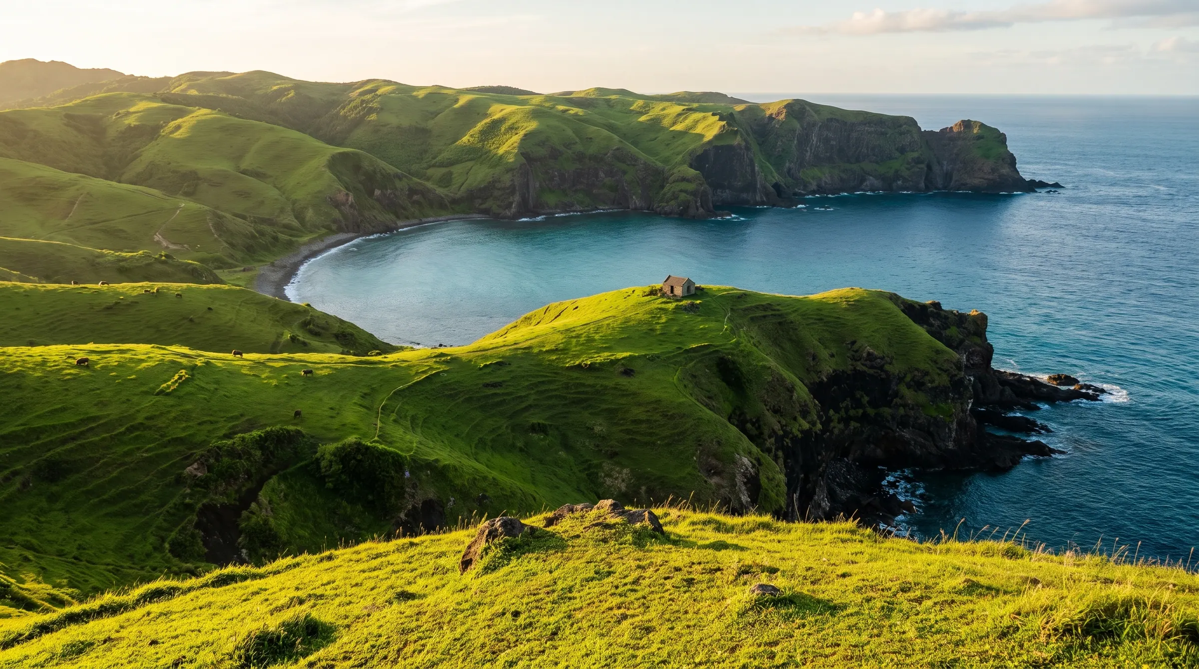 The curved coastline and horseshoe cove seen from the Chamantad-Tinyan Viewpoint on Sabtang Island